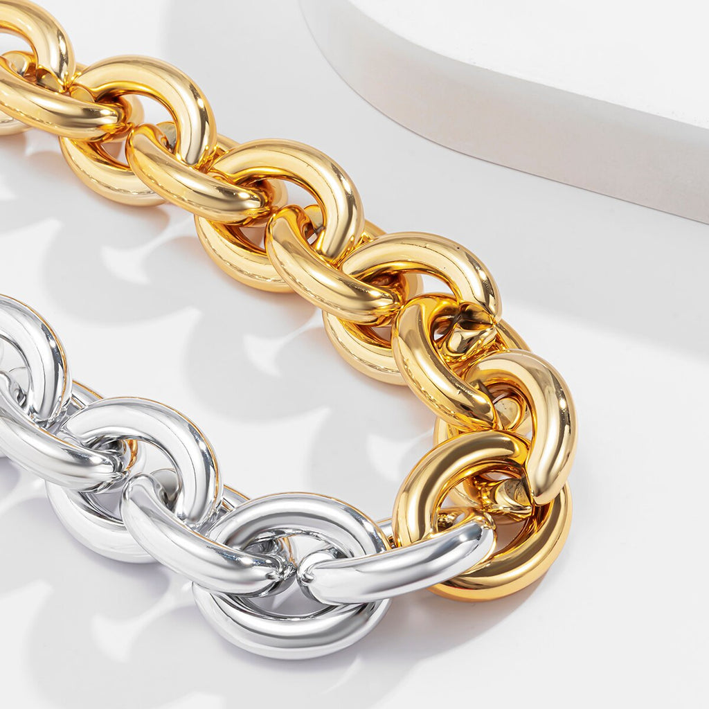 KunJoe Punk Chain Exaggerated Acrylic Choker Collar Statement Hip Hop Big Chunky Gold Color Thick Chain Necklace Women Jewelry