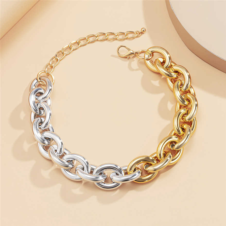 KunJoe Punk Chain Exaggerated Acrylic Choker Collar Statement Hip Hop Big Chunky Gold Color Thick Chain Necklace Women Jewelry