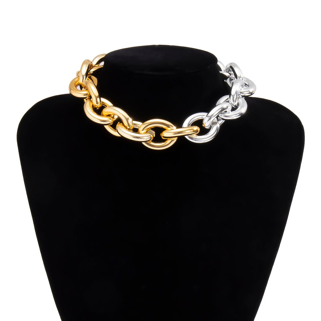 KunJoe Punk Chain Exaggerated Acrylic Choker Collar Statement Hip Hop Big Chunky Gold Color Thick Chain Necklace Women Jewelry