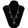 KunJoe Simple Women Cross Pendants Necklaces Gold Color Tennis Chain Crystal Clavicle Chain Choker Necklace Party Metal Jewelry