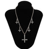 KunJoe Simple Women Cross Pendants Necklaces Gold Color Tennis Chain Crystal Clavicle Chain Choker Necklace Party Metal Jewelry