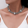 KunJoe Square Crystal Geometric Design Choker Women Vintage Punk Shiny Rhinestone Necklace Hip Hop Jewelry Chain Birthday Gift
