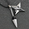 Kunai Dart Necklace Shuriken Weapon Konoha Logo Uzumaki Itachi Sasuke Pendant Leather Rope Ninja Cosplay Anime Jewelry