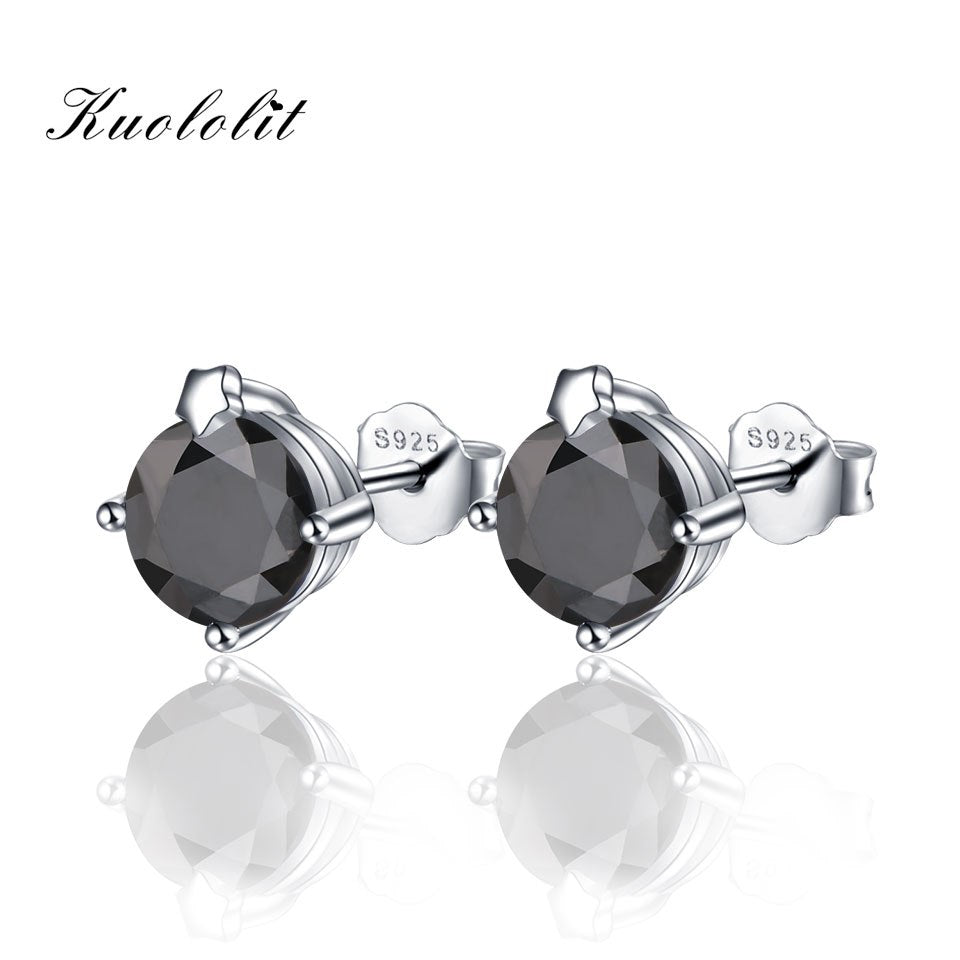 2.0ct Natural Black Spine Pure 925 Sterling Silver Stud Earrings For Women Star Christmas Jewelry Wedding Fashion Gift