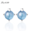 2ct Natural Blue Topaz Garnet Pure 925 Sterling Silver Stud Earrings For Women Star Jewelry Korean Christmas Earrings