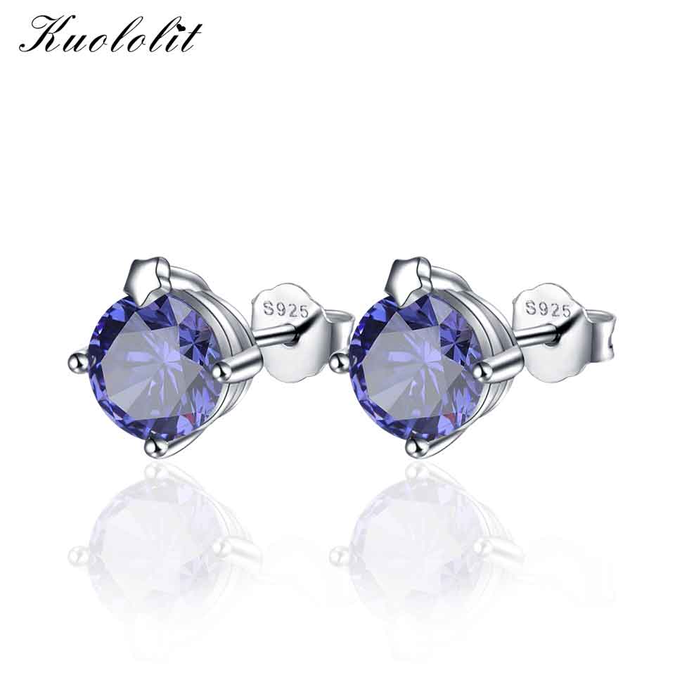 Blue Sapphire Gemstone Stud Earrings 925 Sterling Silver Star Christmas Jewelry September Birthstone Gift For Her New