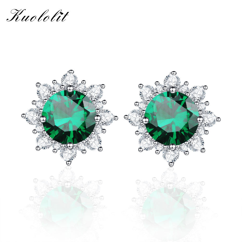 Blue Sapphire Stud Earrings For Women 100% Solid 925 Sterling Silver Gemstone Christmas Jewelry Engagement Gift Fashion