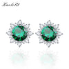 Blue Sapphire Stud Earrings For Women 100% Solid 925 Sterling Silver Gemstone Christmas Jewelry Engagement Gift Fashion