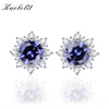 Blue Sapphire Stud Earrings For Women 100% Solid 925 Sterling Silver Gemstone Christmas Jewelry Engagement Gift Fashion