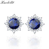 Blue Sapphire Stud Earrings For Women 100% Solid 925 Sterling Silver Gemstone Christmas Jewelry Engagement Gift Fashion