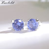 Solid 925 Sterling Silver Stud Earrings For Women Created Tanzanite Stone Fashion Star Christmas Jewelry Wedding Gift
