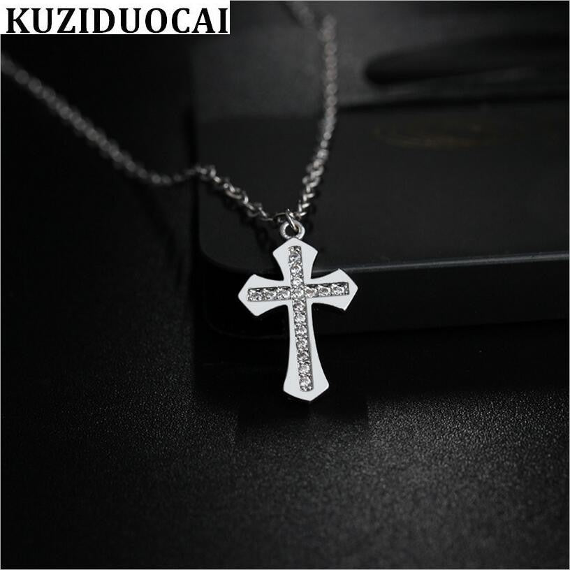 New ! Fashion Fine Jewelry 925 Silver AAA Zircon 1*1.5cm Bright Cross Necklaces & Pendant For Women Girls Gifts S-N17