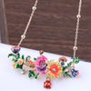 Kymyad Bohemian Flower Choker Necklace For Women Collier Femme Enamel Plant Collar Necklaces Crystal Cute Statement Necklaces