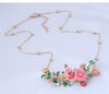 Kymyad Bohemian Flower Choker Necklace For Women Collier Femme Enamel Plant Collar Necklaces Crystal Cute Statement Necklaces