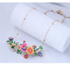 Kymyad Bohemian Flower Choker Necklace For Women Collier Femme Enamel Plant Collar Necklaces Crystal Cute Statement Necklaces