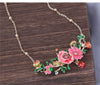 Kymyad Bohemian Flower Choker Necklace For Women Collier Femme Enamel Plant Collar Necklaces Crystal Cute Statement Necklaces