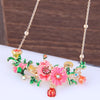 Kymyad Bohemian Flower Choker Necklace For Women Collier Femme Enamel Plant Collar Necklaces Crystal Cute Statement Necklaces
