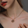 Kymyad Ethnic Choker Necklaces For Women Trendy Women's Neck Chain Hollow Circular Pendant Necklace Jewelry Collar Jewelry