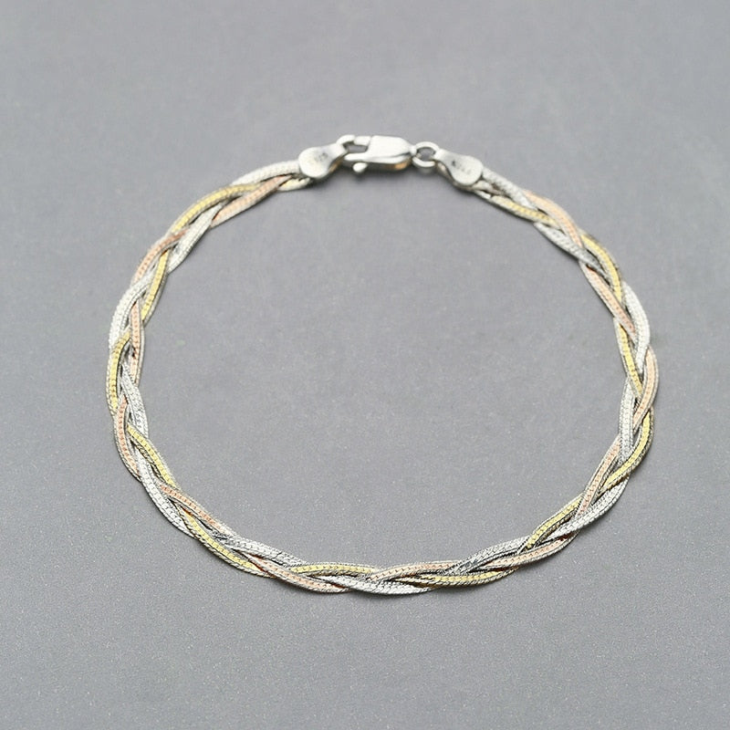 925 Sterling Silver Bracelet for Women with 3 Colour All Match 925 Silver Bracelets Party Wholesale Gift Hot Sale