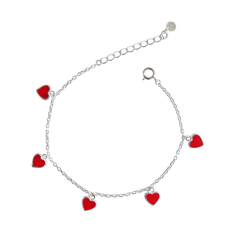 Fashion 925 Sterling Silver 5 Hearts Bracelets&Bangles For Women Wedding Jewel Gift Christmas Gift