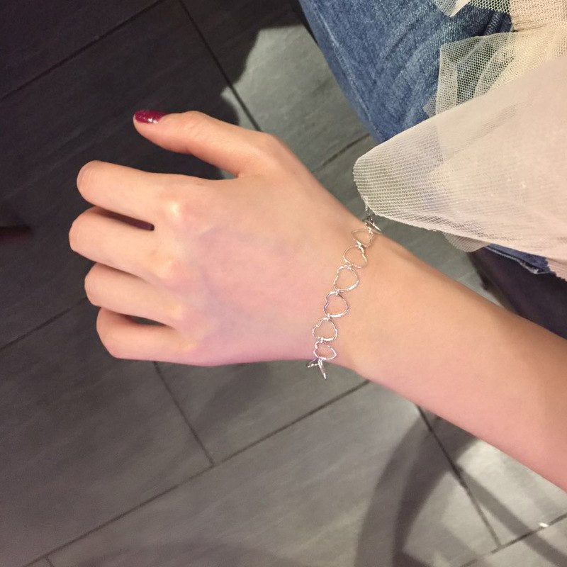 Fashion 925 Sterling Silver Sweet Heart Bracelets&Bangles For Women Wedding Jewel Gift Christmas Gift