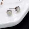 New Nutural Jade 925 Sterling Silver Plum Stud Earrings For Women Two Color Simple Round Earrings Fine Jewelry Wholesale