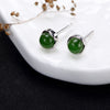 New Nutural Jade 925 Sterling Silver Plum Stud Earrings For Women Two Color Simple Round Earrings Fine Jewelry Wholesale