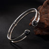 Real 925 Sterling Silver Bangles Elegance Silver Natural Turquoise Bracelet Bangle For Women Ethnic Retro Fine Jewelry