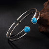 Real 925 Sterling Silver Bangles Elegance Silver Natural Turquoise Bracelet Bangle For Women Ethnic Retro Fine Jewelry