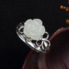 S925 pure silver inl restoring ancient ways hetian jade white jade lady rose silver ring ring