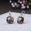 Silver 925 Earrings for Women Fashion Green Crystal Smoky Quartz Earrings Silver Jewelry Female Natural Stone Jewelry