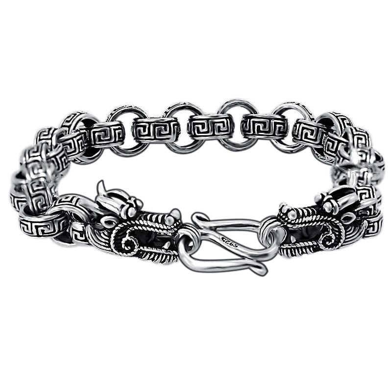 Thai Silver Vintage Dragon Scripture Bracelet & Bangle Top Quality Silver Bangles for Couple Birtyd Gift