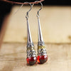 Vintage Gemstone Thai 925 Silver Garnet Wedding Drop Earring 925 Sterling Silver Statement Earrings Women Jewelry
