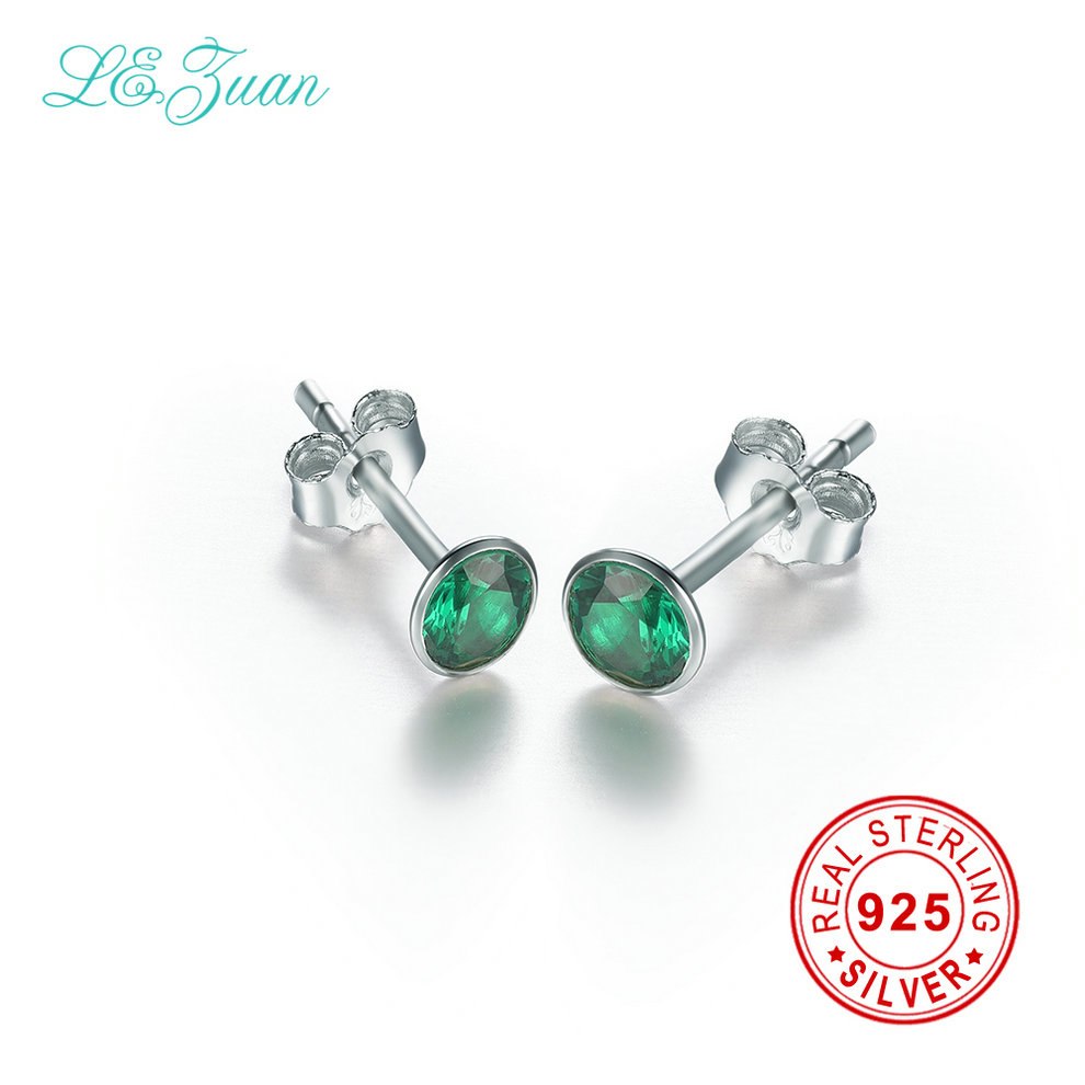 925 Sterling Silver Jewelry Gemstone Earrings Emerald Crystal Elegant Stud Earrings For Women Bijoux Fine Jewelry Gift