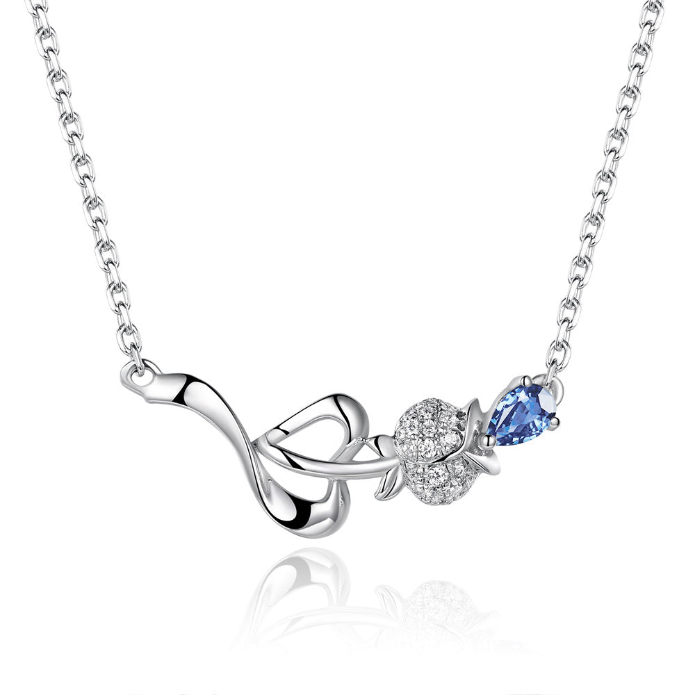 925 Sterling Silver Women Rose Necklaces Natural Tanzanite Pendants for Ladies Valentine Gifts Rose Shape Fine Jewelry