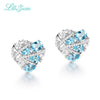 L&zuan Heart Earrings 5.36ct Natural Topaz Blue Stone Clip Earrings for Women 925 Sterling Silver Jewelry Valentine Gift