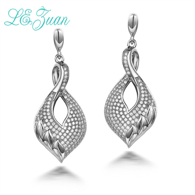 New Rose Gold Plated Twisted Earrings for Women 925 Sterling Silver Earrings Zircon Jewelry Female Fine Jewelry Gift