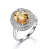 S925 Silver Sterling Jewelry Rings 4.75ct Natural Yellow Citrine Prong Setting Romantic Ring Fine Jewelry Christmas Gift