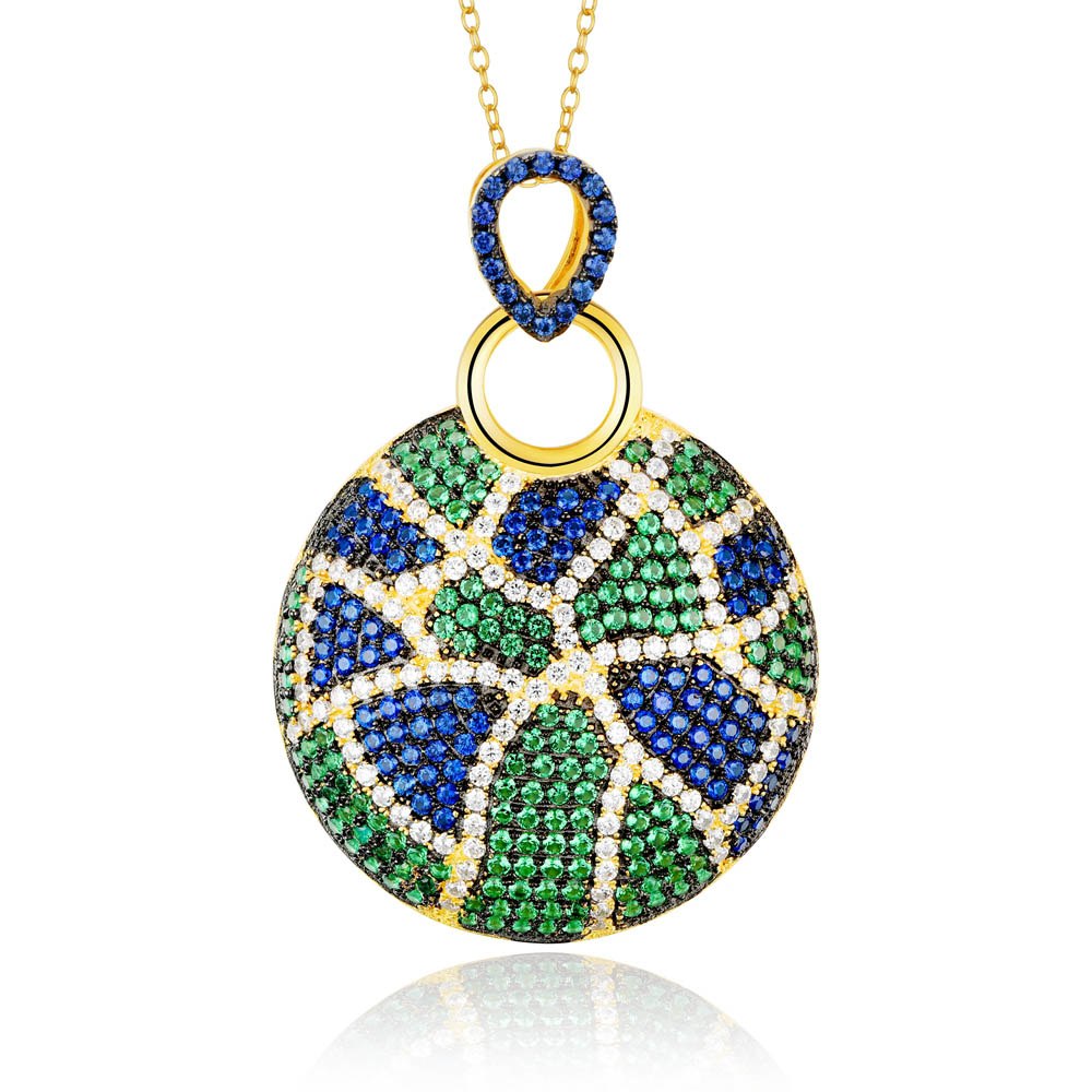 L&zuan S925 Sterling Silver Pendants for Women Jewelry Round Multicolor Zircon Necklace Female Party Accessories Valentine Gifts