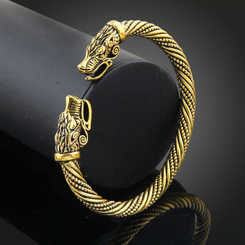 Teen Wolf Head Bracelet Indian Jewelry Fashion Accessories Viking Bracelet Men Wristband Cuff Bracelets For Women Bangles