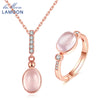100% Natural Gemstone Oval Egg Shape Rose Quartz 925 Sterling Silver Fine Jewelry 18K Engagement Party Jewelry Set V021-3