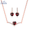 100% Natural Heart cut Red Garnet 925 Sterling Silver Jewelry S925 Jewelry Set V004-5