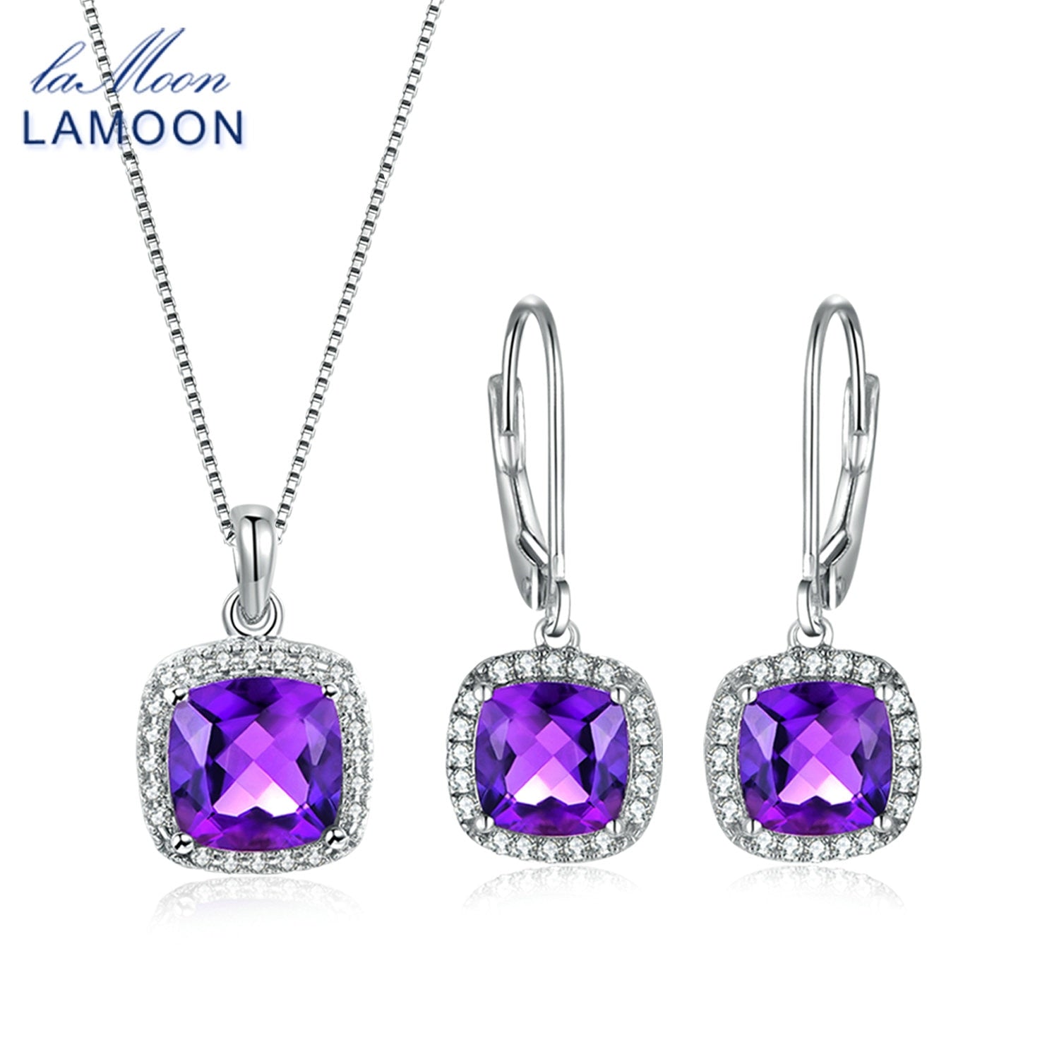 100% Natural Purple Amethyst 925 Sterling Silver Jewelry Jewelry Set S925 For Women V001-5