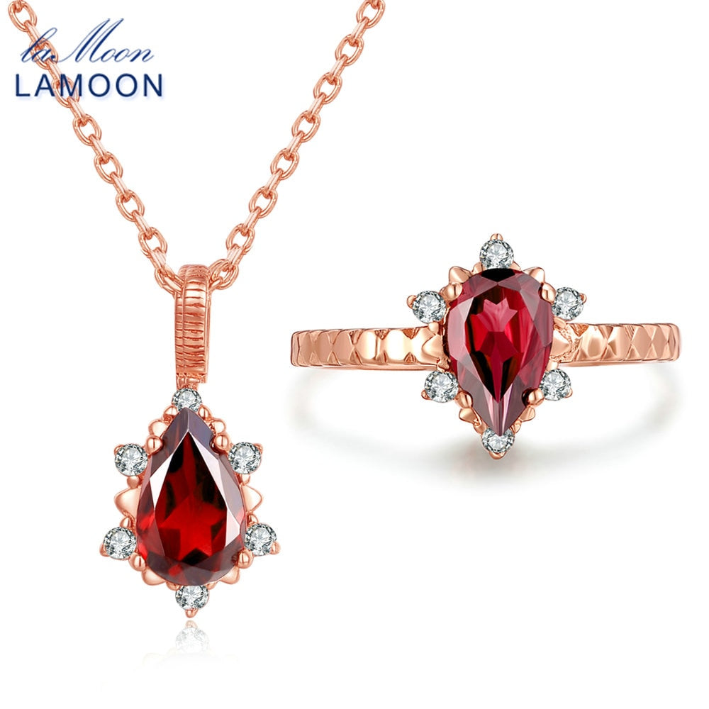 100% Natural Red Garnet Sets For Women 925 Sterling Silver Fine Jewelry Party Engagement Luxury Jewelry Set WTDP V032-1