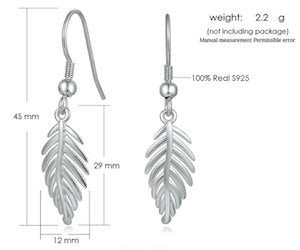 2020 New 2 Sizes Leaves large/Small Eardrop Dangler 100% Real 925-Sterling-Sliver Fine Jewelry Earrings for Women LMEY274
