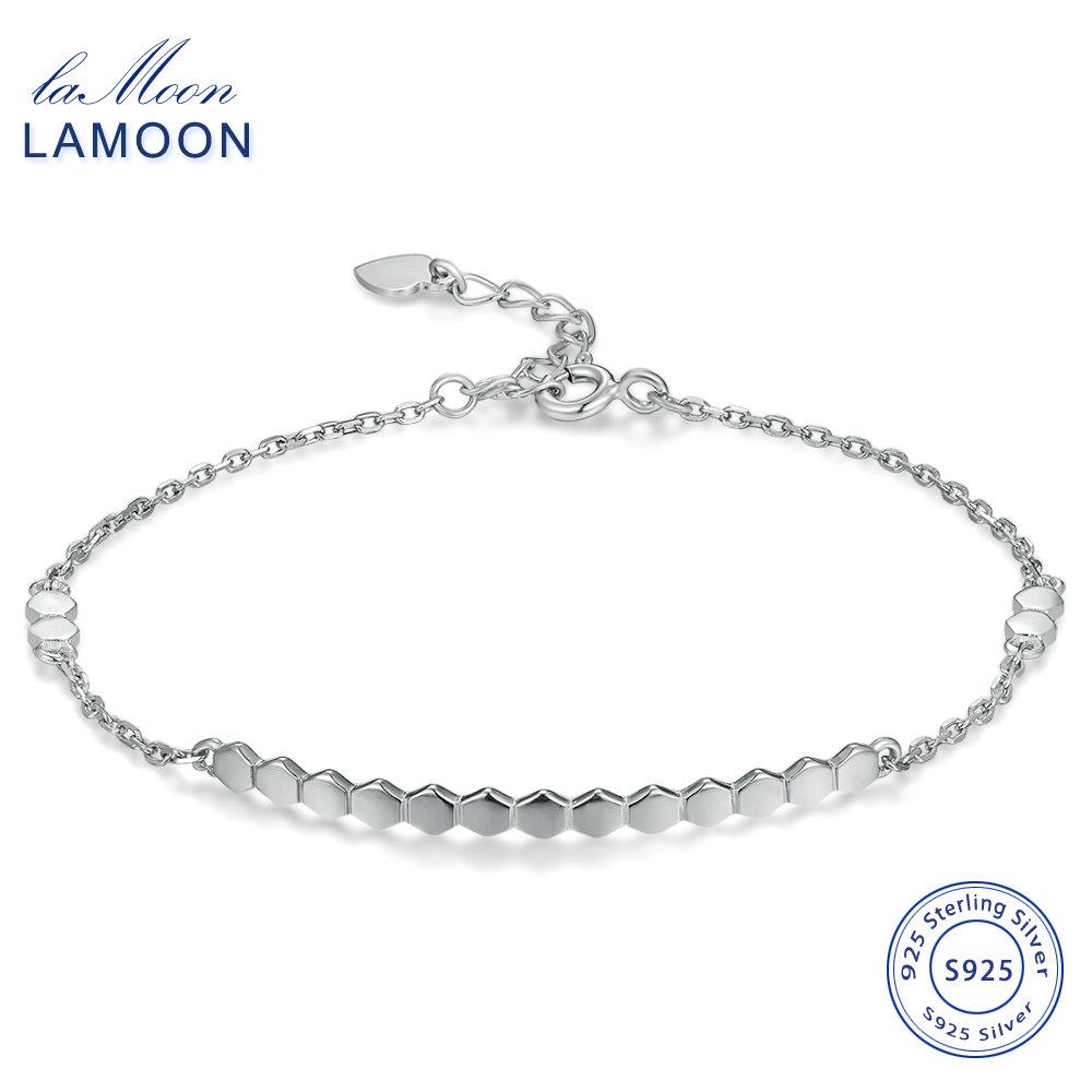 2020 New 3*40mm Honeycomb 100% Real 925-Sterling-Sliver Chain Charm Bracelet S925 Fine Jewelry for Women Girl Gift HY016