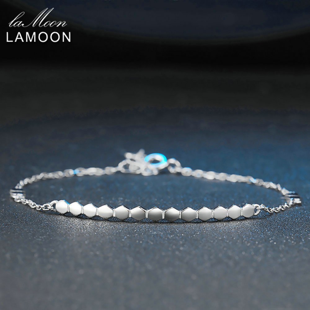 2020 New 3*40mm Honeycomb 100% Real 925 Sterling Sliver Fine Jewelry Chain Charm Bracelet for Women Girl Gift LMHY016