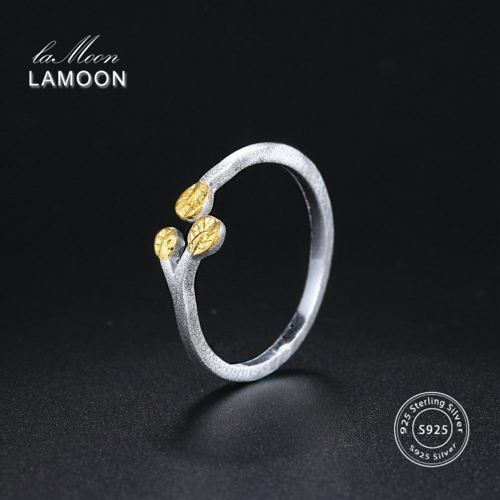 2020 New Handmade 2 Colors Little Leaves Shape Real 925-sterling-silver Adjustable Rings Fine Jewelry for Women LMRY013