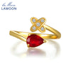 2020 New Romantic Cross Teardrop Real Natural Ruby Rings S925 Sterling Silver Jewellry for Women Party LMRI056