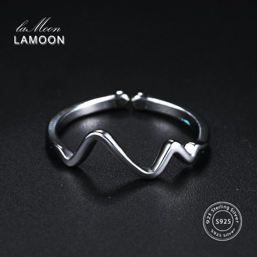 2020 Electrocardiogram 925-Sterling-Silver Adjustable Rings S925 Fine Jewelry for Women Girls Gift Anti Allergy LMRY046